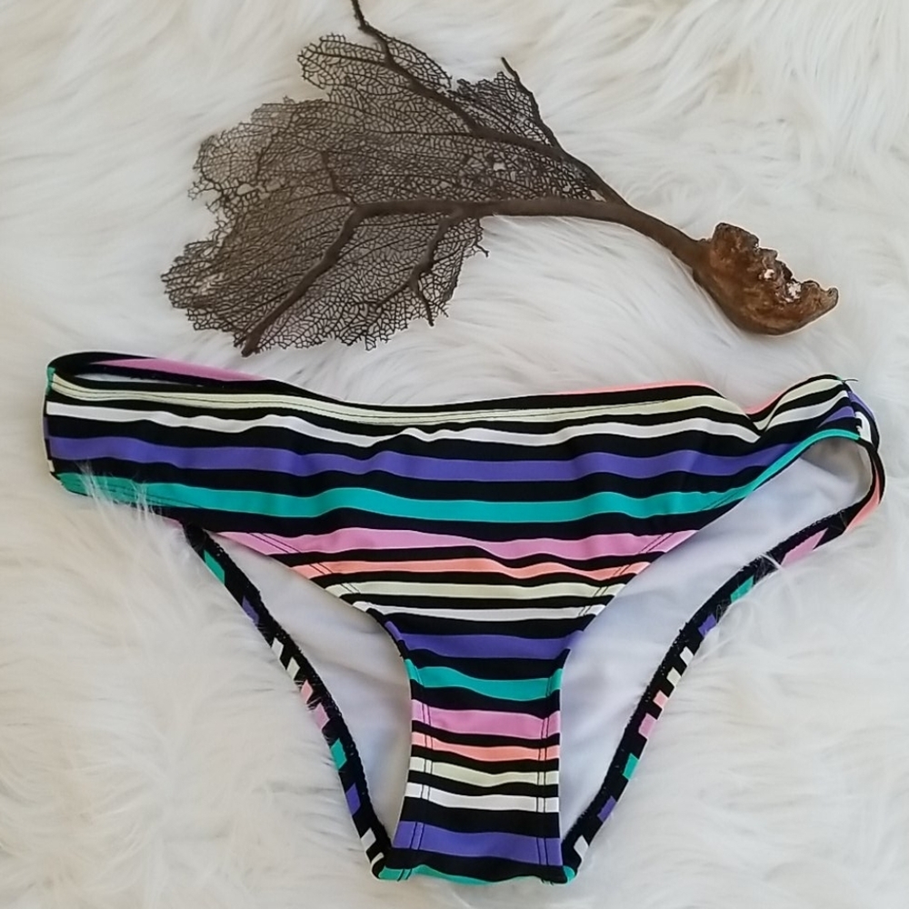 Hot Water Multicolored Striped Bikini Bottom